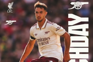 足球直播-英超重磅对决！阿森纳社媒发布客战红军海报：苏维门迪单人出镜